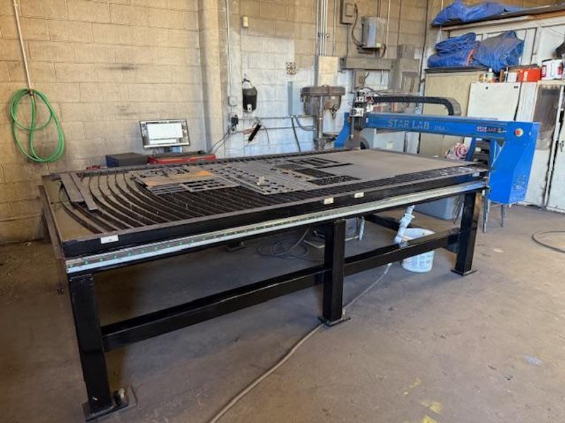 5’x10′ Starlab CNC Plasma Table, 2012 – 85 Amp Hypertherm Sync 85, Water Table, Flashcut OS and Controllers