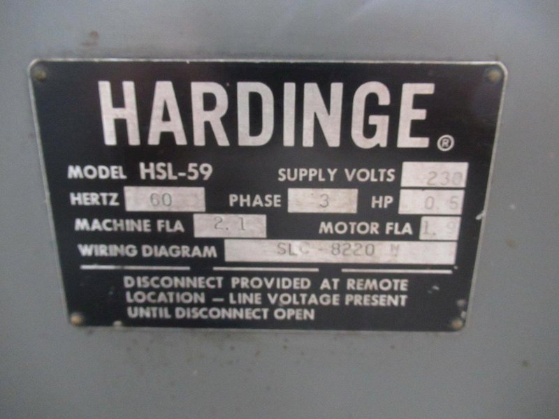 Hardinge HSL-5C Speed Lathe, Production Cross Slide, Lever Collet Closer, Metal Base