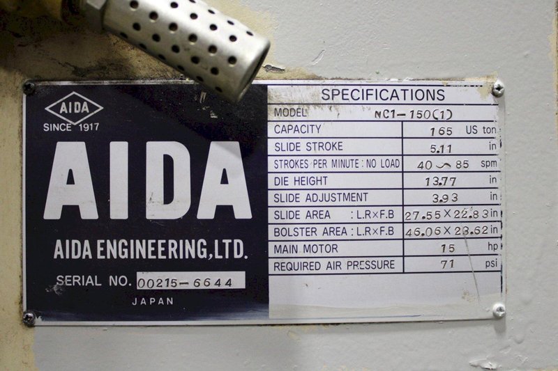 165 TON AIDA GAP FRAME PRESS