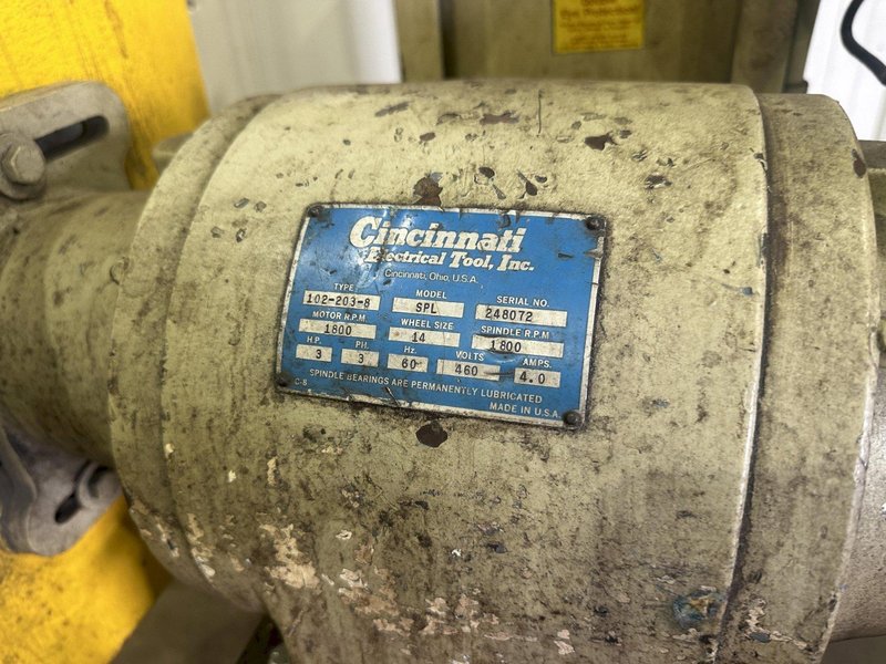 14&quot; CINCINNATI MODEL # SPL DOUBLE END PEDESTAL GRINDER: STOCK #78079