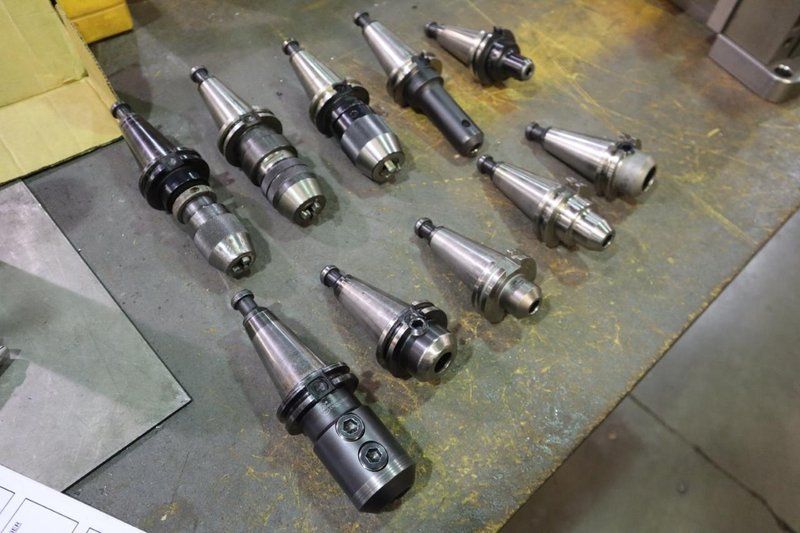 CT40 Taper Tool Holders: (3) Keyless Drill Chucks, (7) End Mill Holders- Auction Item