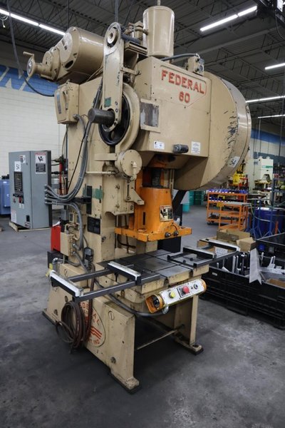 Federal Model 60 Punch Press, 60 Ton, OBI, Single Crank, Flywheel, 2" Stroke, Air Clutch