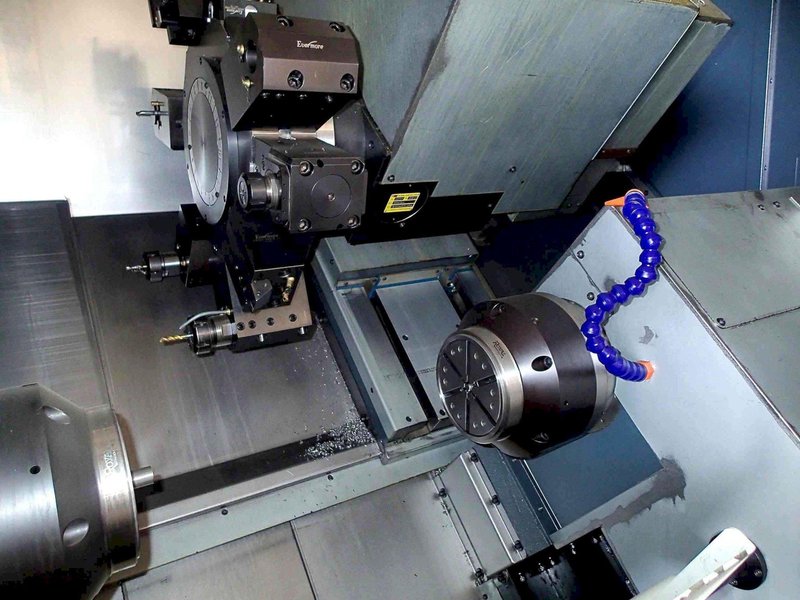 Johnford SL-500A CNC Turning Center Lathe, 2018- Y Axis, Live Tools, 4″ Bar, Sub Spindle, 12’ Bar Feeder