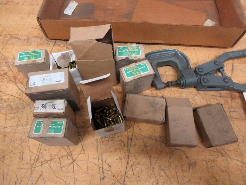 Roper Whitney Rivet Press with Boxes of Rivets, Aluminum, Steel Brass- Auction Item