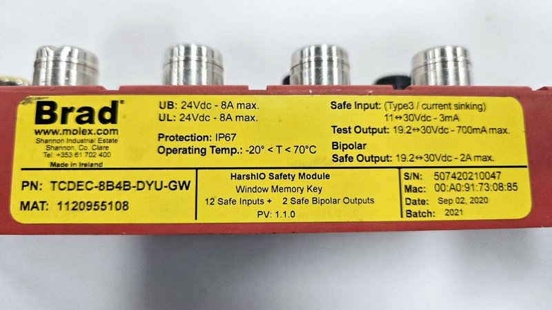MOLEX TCDEC-8B4B-DYU-GW DIGITAL I/O USED