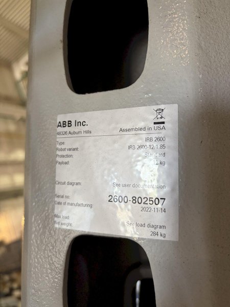 ABB IRB2600-12/1.85 6 Axis Robot