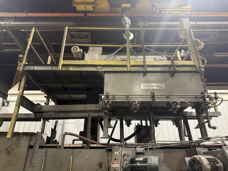 36" x 48" x 8 WHEEL PANGBORN ROTOBLAST PASS THROUGH HANGING CONVEYOR SHOT BLAST MACHINE: YOBRO #24717