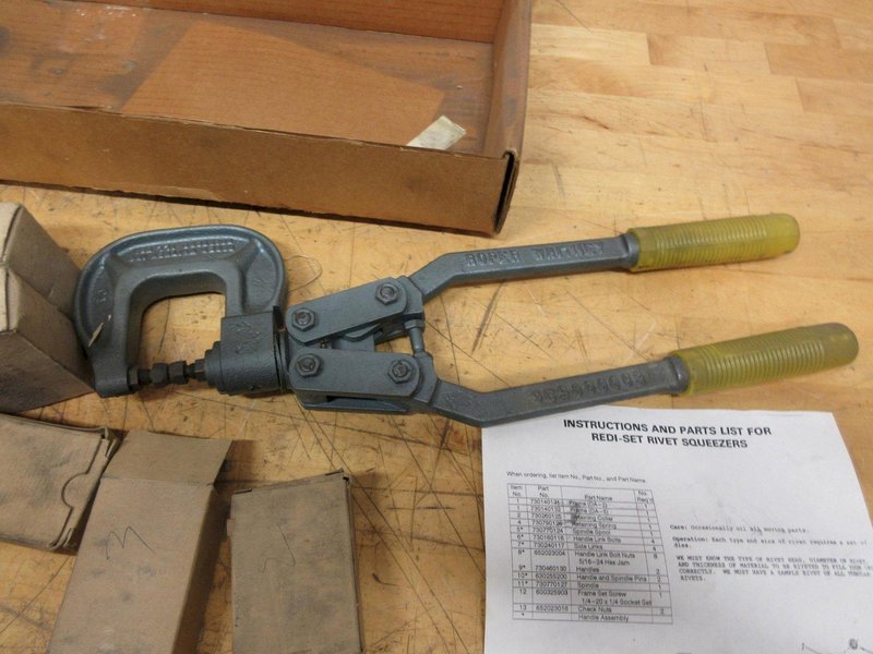 Roper Whitney Rivet Press with Boxes of Rivets, Aluminum, Steel Brass- Auction Item