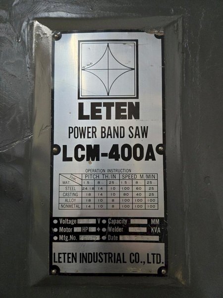 LETEN MODEL #PLCM-400A VERTICAL BANDSAW: YOBRO #24954