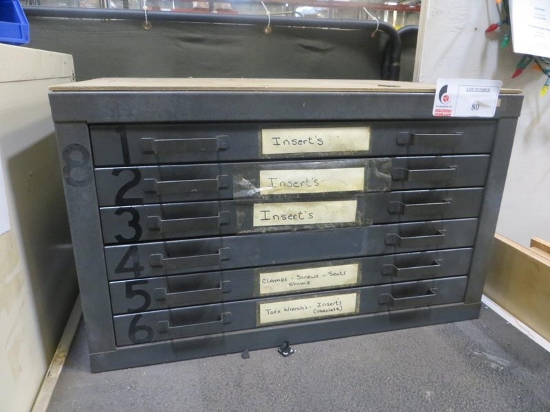 6 Drawer Cabinet and Contents- Included a LARGE SUPPLY Of Inserts, Hardware AND MORE!- Auction Item