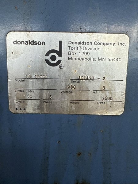 3 HP DONALDSON TORIT MC-1000 DUST COLLECTOR. STOCK #1000325