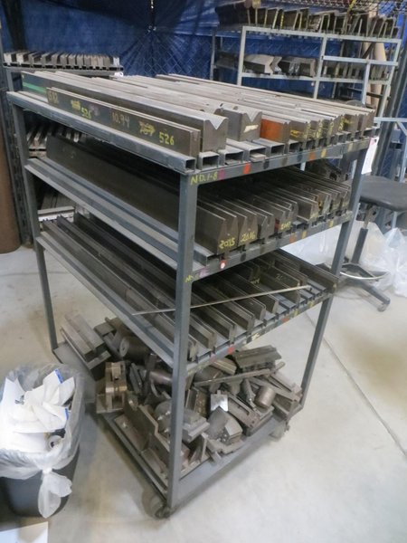Press Brake Dies - Large Assortment on Cart w Casters- Auction Item