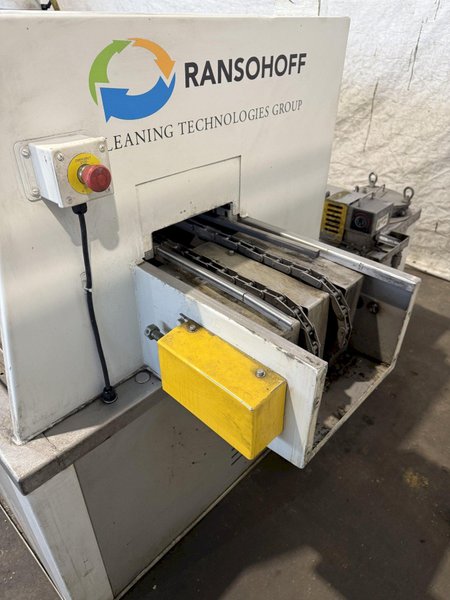 9" X 192" RANSOHOFF LEANVEYOR FOUR STAGE (WASH/RINSE/RINSE/BLOW OFF) WASHER. STOCK # 1113425.