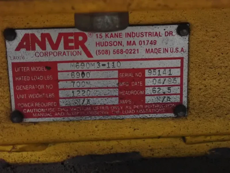 ANVER 6900 LBS VACUUM LIFT ATTACHMENT  -  M690M3-110