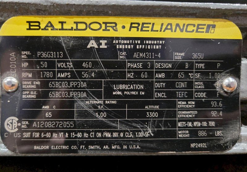 BALDOR AEM4311-4 50HP 1780RPM AC MOTOR NEW