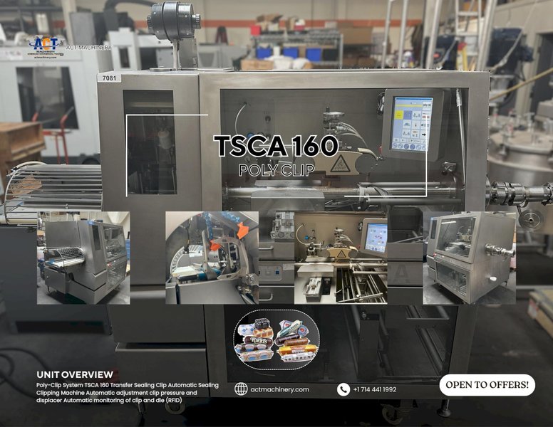 Poly-Clip System TSCA 160 Transfer Sealing Clip Automatic Sealing Clipping Machine Automatic adjustment clip pressure and displacer Automatic monitoring of clip and die (RFID)