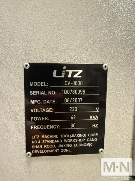 Litz Hitech CV-1600 CNC Vertical Machining Center, 2007