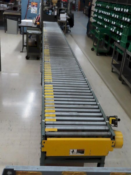 Hytrol 22" x 25' Powered Roller Conveyor System with Foot Pedal, (2) 10' Sections and (1) 5' Section- Auction Item