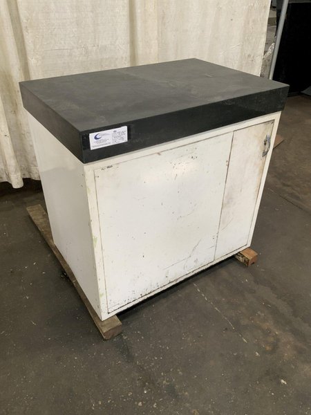 24" X 36" X 4" THICK BLACK GRANITE SURFACE PLATE WITH CABINET: STOCK #81129