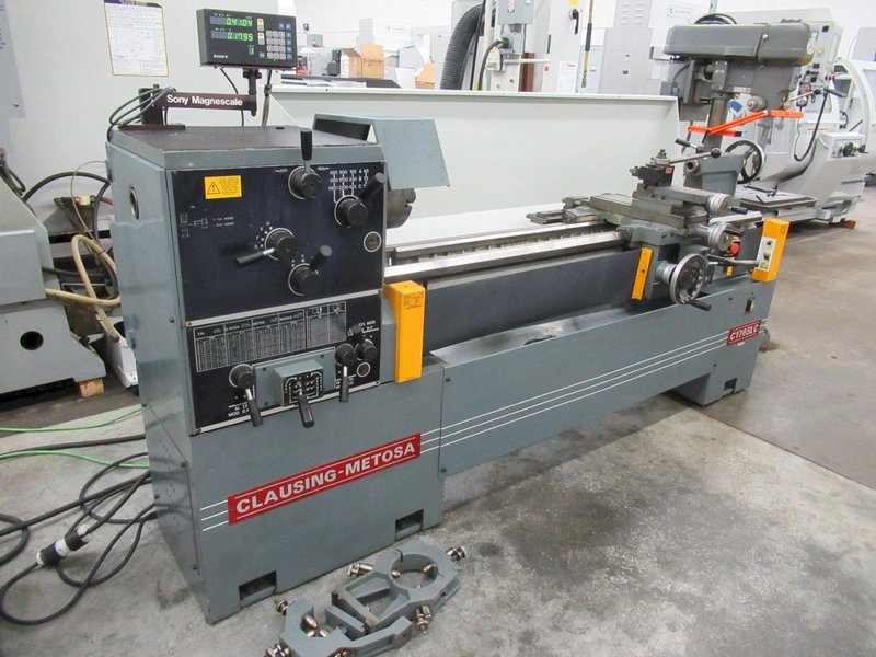 Clausing Metosa C 1765 Model Engine Lathe, Aloris Tool Post, Tailstock, Steady Rest, Sony 2-Axis DRO