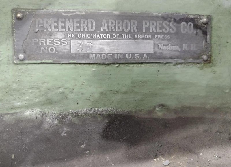 GREENERD #32 TWIN-POST MANUAL ARBOR PRESS. STOCK # 0435026