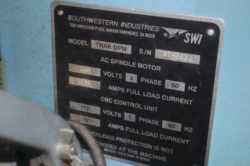 SOUTHWEST INDUSTRIS MODEL TRAK DPM CNC MILL: STOCK #75102