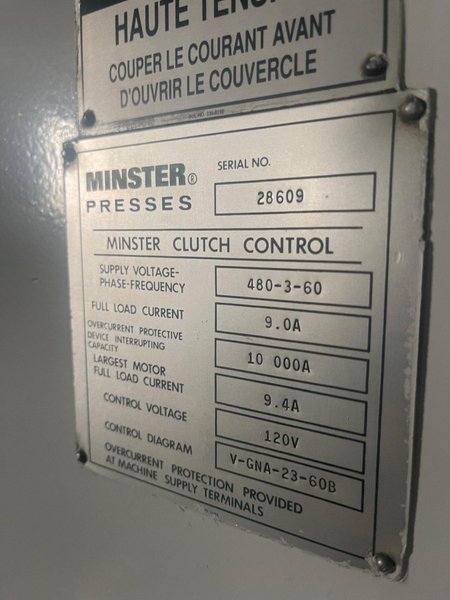 60 ton Minster #6SS Flywheel OBS Press, New 1995