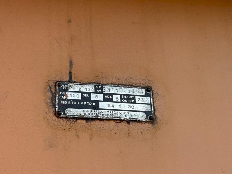 150 TON L&amp;J MODEL #EM12-150-48-30 STRAIGHT SIDE PRESS: STOCK #19263