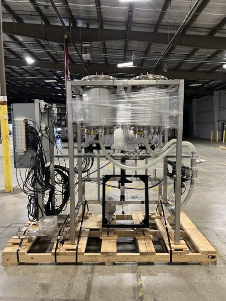 A.P.E.S. Explosion Proof Liquid Filling Line, 2021 – NEVER USED, Still on OEM Skidding