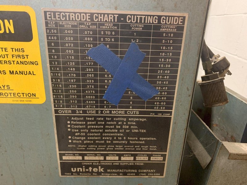 Uni-Tek Tap Burner/Disentegrator, Model 100-D, S/N 073030.