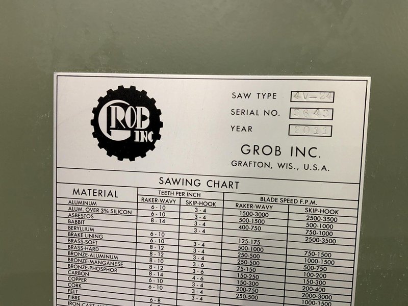 24" GROB MODEL 4V-24 VERTICAL BAND SAW: STOCK #81506