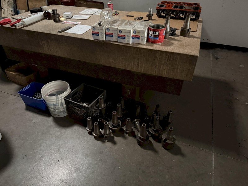 48" X 96" STARRET PINK GRANITE SURFACE PLATE WITH STAND. STOCK # 0115326