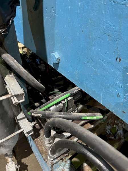 hall model hm6 molding machine s/n 1096 with hydraulics and controls with plc, 48&quot; x 48&quot; front platen, 45x48 rear platen