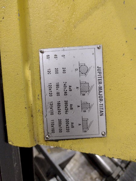 10" x 12" FMB JUPITER AUTOMATIC 60 DEGREE MITRE HORIZONTAL BANDSAW. STOCK #0655326