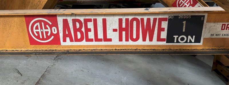 1 Ton Abell-Howe Jib Crane, Floor Mount, 360 Degree, 12&#039; Under, 12&#039; Span
