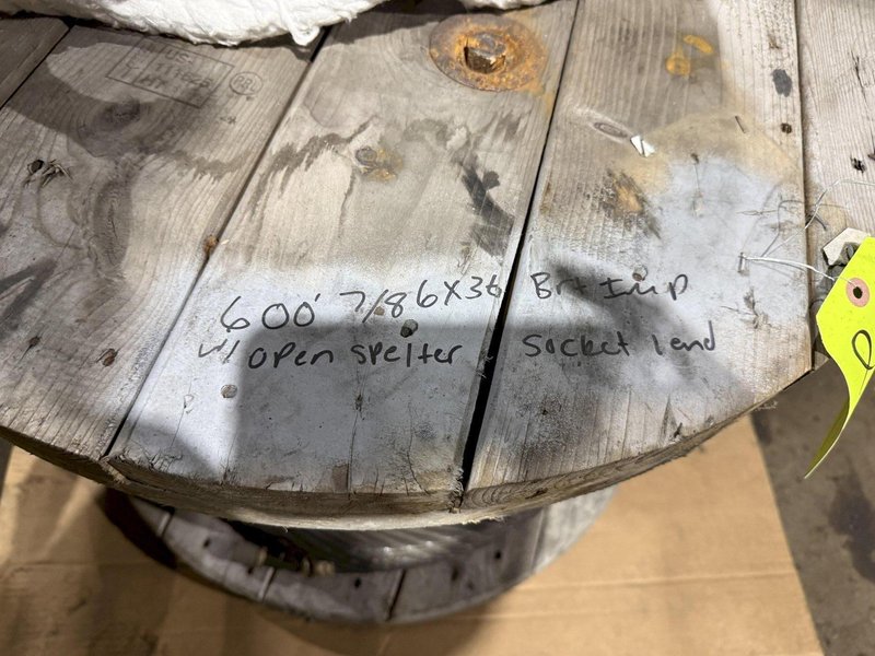 7/8" x 600' WIRE ROPE CABLE ON (2) WOOD SPOOLS: YOBRO #24344