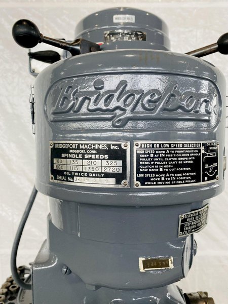 1-HP BRIDGEPORT SERIES 1 VERTICAL MILL. STOCK # 0103522