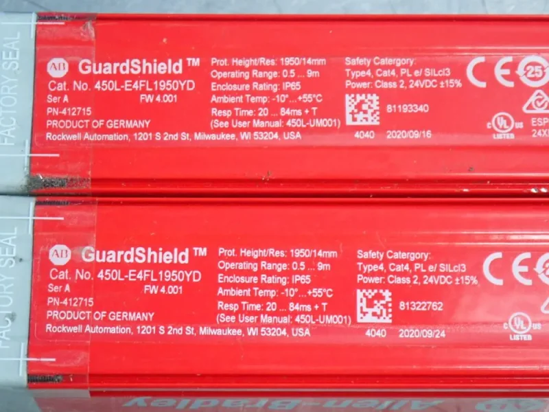 Allen-bradley Light Curtain Pair - 450l-e4fl1950yd