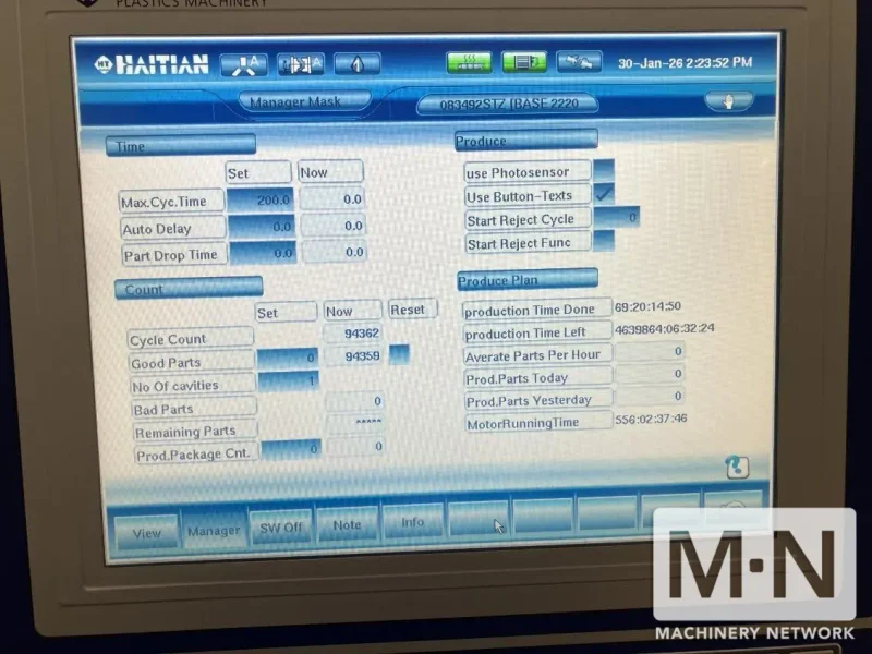 785 TON 137 OZ HAITIAN MODEL MA7000II INJECTION MOLDING MACHINE MFG 2016