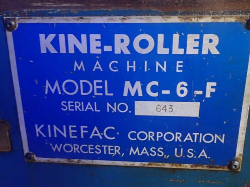 3&quot; KINEFAC MODEL #MC-6-F &quot;KINE-ROLLER&quot; 3-DIE AUTOMATIC THREAD ROLLER THREADER: STOCK #17073