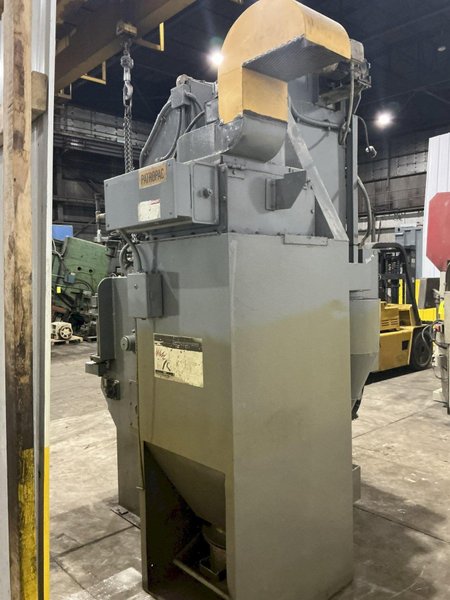 5 CU FT X 15 HP WHEELABRATOR TUMBLAST RUBBER BELT SHOT BLAST CABINET: YOBRO #25013