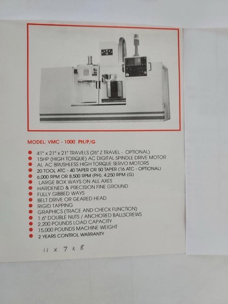Mighty Comet VMC 1000, 1994 – Spindle Chiller, 24 Tool Changer, Recirculating Coolant, Mitsubishi Control, Under Power