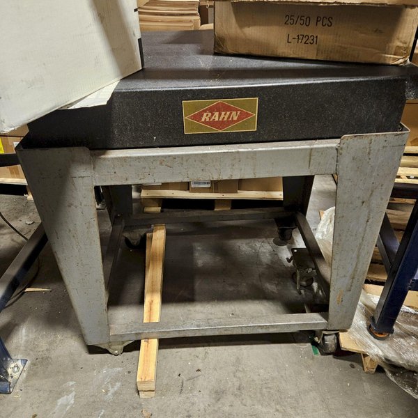 RAHN GRANITE SURFACE PLATE W/ STAND. STOCK # 0235825.