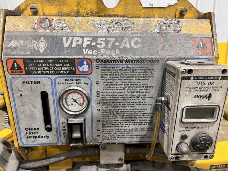 2013 900 LBS ANVER MODEL #VPF-57-AC-L3P/6P VACUUM SHEET LIFTER: YOBRO #24599