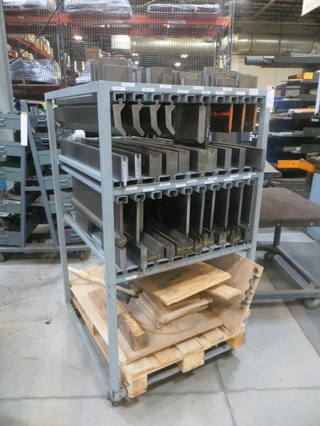 Press Brake Dies on Portable Rack w Contents- Auction Item