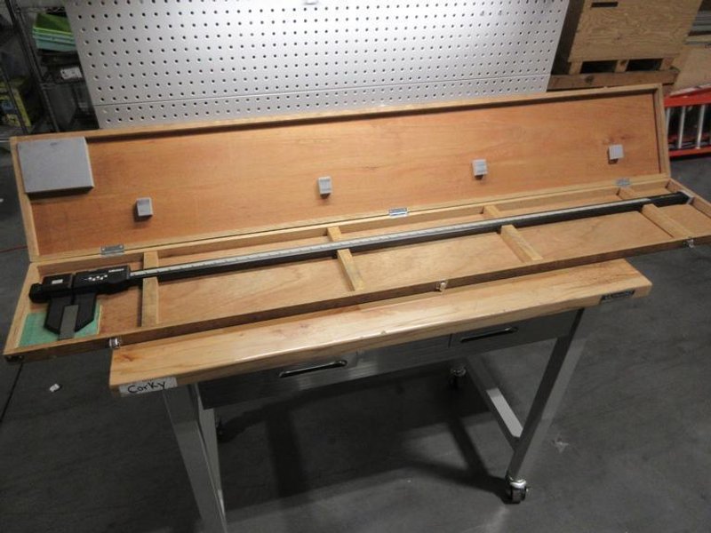 Mitutoyo Electronic Caliper: 1500.00 mm, 60", 0.01 mm, 0.0005" Resolution, Calibrated, Data Output, Carbon Fiber Reinforced Plastic, Model CFC-P60" 552-315, In Wood Case- Auction Item