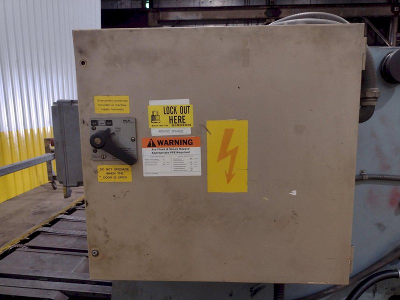 13&#039; x 1/4&quot; AMADA MODEL #M-4065 MECHANICAL POWER SQUARING SHEAR, FRONT GUAGING, CONVEYOR &amp; STACKER: STOCK #19272