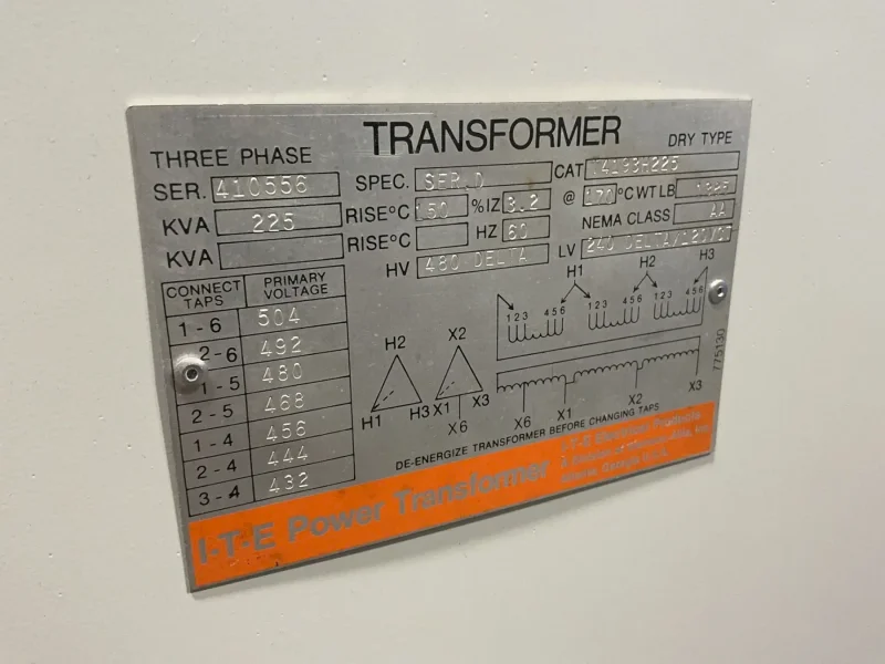 I-T-E ELECTRICAL PRODUCTS 225 KVA TRANSFORMER   -  T4193H225