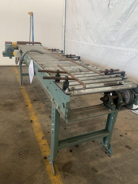 24" X 120" x 30" HYTROL MODEL # 138-ACC POWERED ROLLER CONVEYOR. STOCK # 0640123.