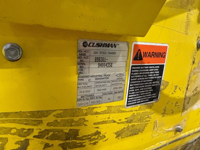 36 VOLT CUSHMAN MODEL #898361 STOCK CHASER/TUGGER CART: YOBRO #24649
